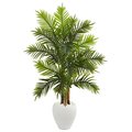 Nearly Naturals 5 ft. Areca Palm Artificial Tree in White Planter 5649